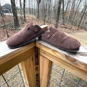 KIDMI Brown Boston Style Suede Clogs Women Slip On Potato Shoes Boho- Sz40/US 9